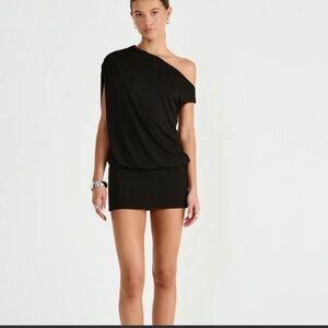 Black One-Shoulder Mini Dress